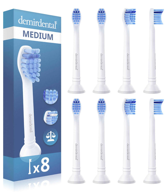 Toothbrush Heads mini Medium Compatible with Philips Sonicare Toothbrush Heads - Small Medium Replacement Heads - Daily Precision Brush Heads - White - Replaces HX6028-8 Pack