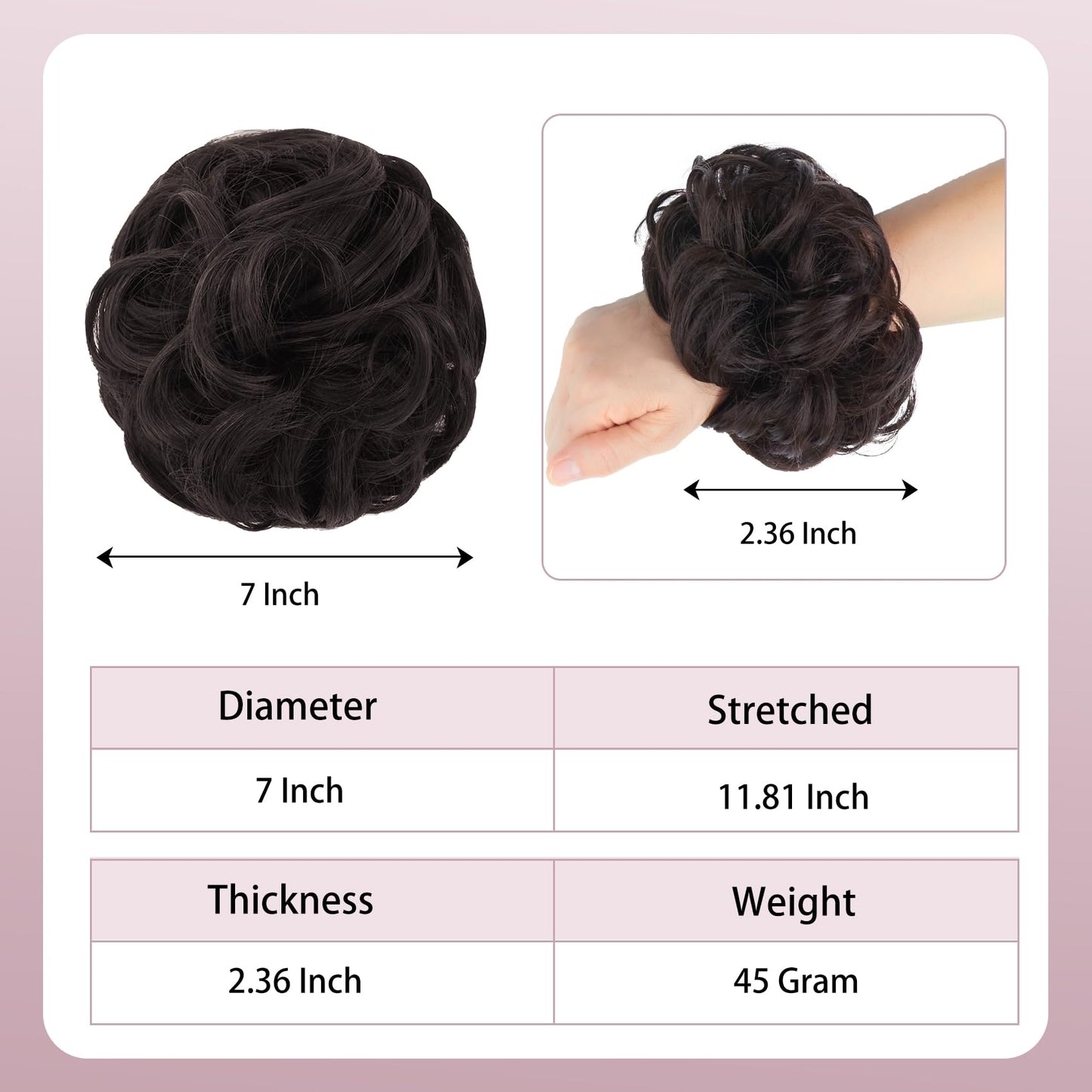 Lynclare Messy Bun Hair Piece Wavy Synthetic Hair Extension，Curly messy Bun Scrunchie Extensions for Women， Chignon Tousled Updo Ponytail Hairpieces with Elastic Rubber（Medium Brown）