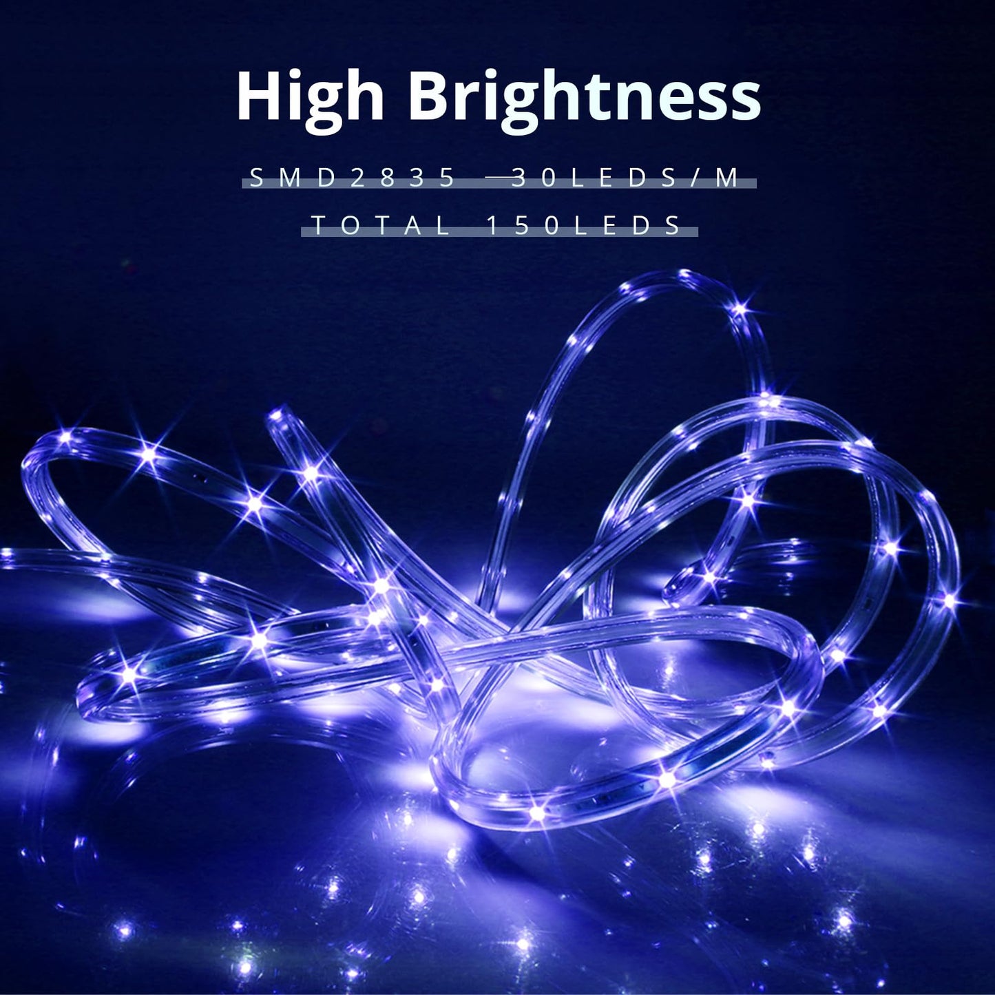 Areful LED Rope Lights, 16.4 Feet Blue Flat Flexible Strip Light, Plug in Novelty Lighting, Connectable and Waterproof for Home Christmas Holiday Garden Patio Party Decoration