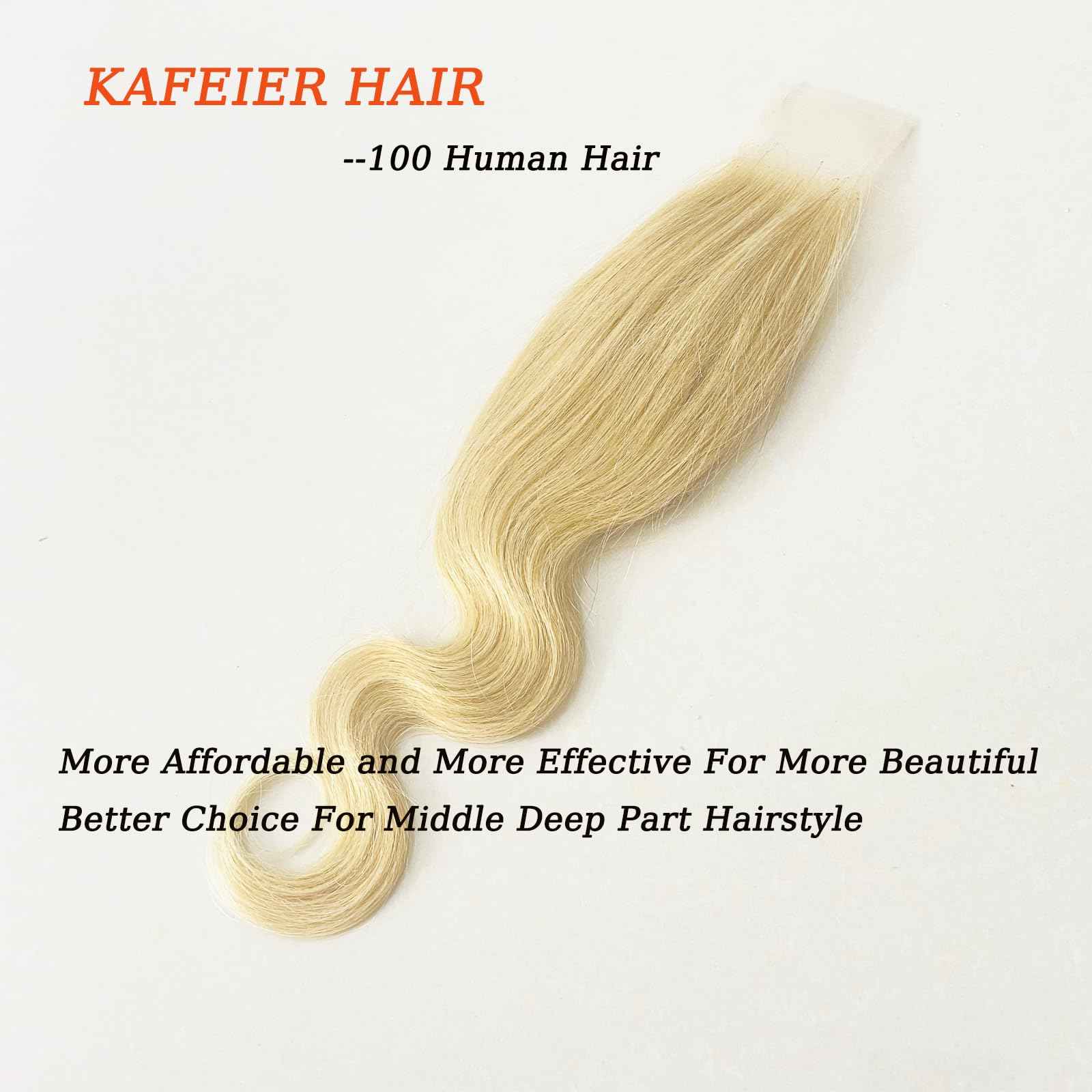 Blonde 2x6 Lace Closure Color #613 2x6 Transparent Lace Closure 100% Human Hair Free Part 150% Density Bleached Knots Pre Plucked With Baby Hair 14 Inch