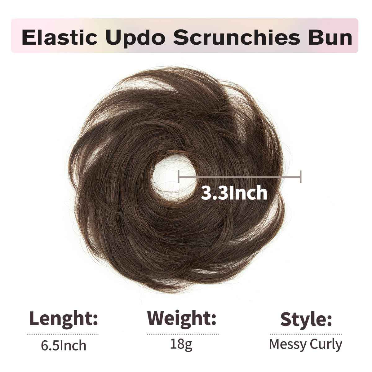 isheeny Messy Bun Hair Piece 2PCS 100% Real Human Hair Tousled Updo Extension Natural Curly Messy Bun with Elastic Band Hair Bun Hair Piece for Preschool Children Ponytail Extensions