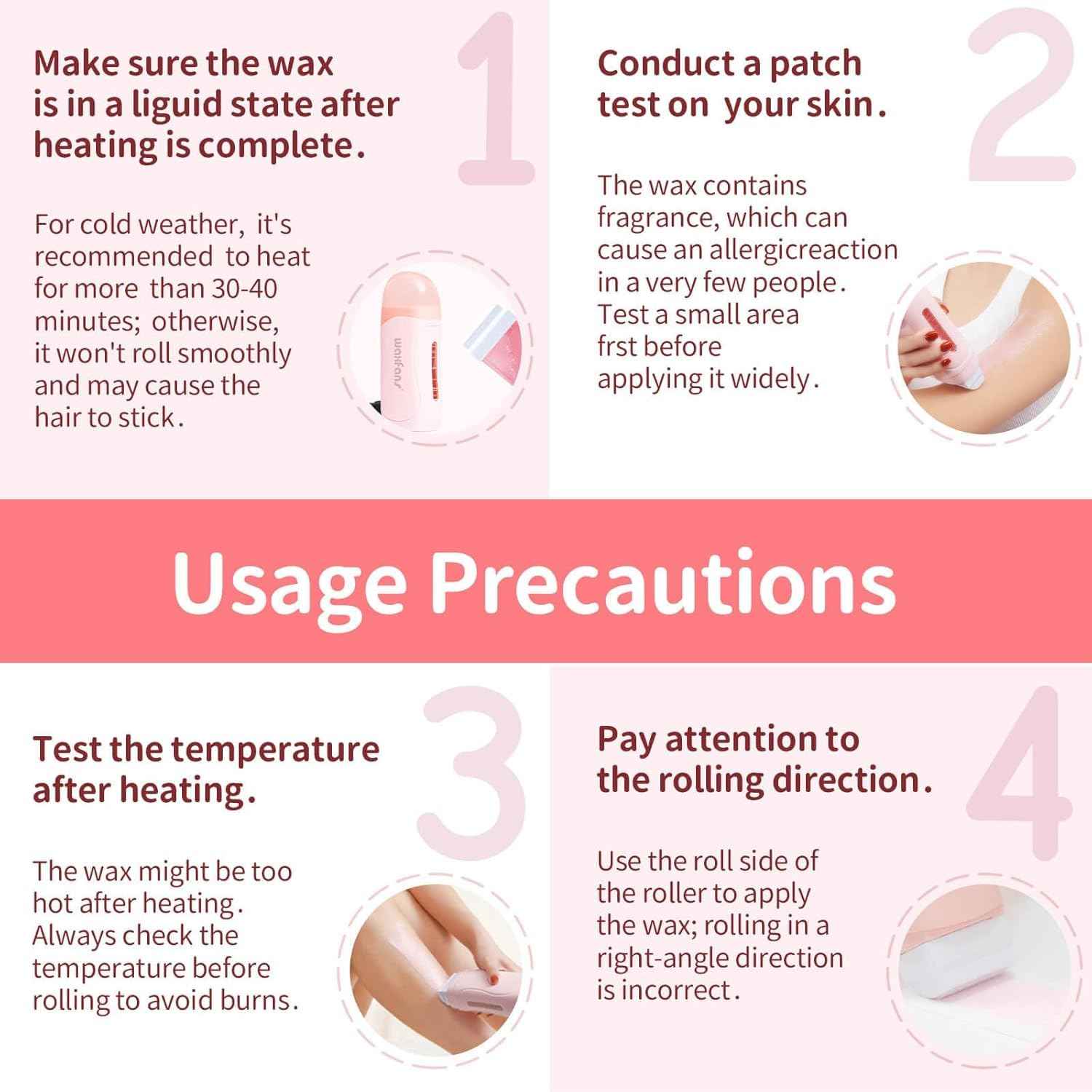 Wax Roller Kit- Easy Use Roll on Wax Kit with 4-6 Weeks Smooth Skin,Hair Remover for Larger Areas of the Body, Beginner-Friendly,with 50 Pcs Strips and 2 wax roller (Honey-2)