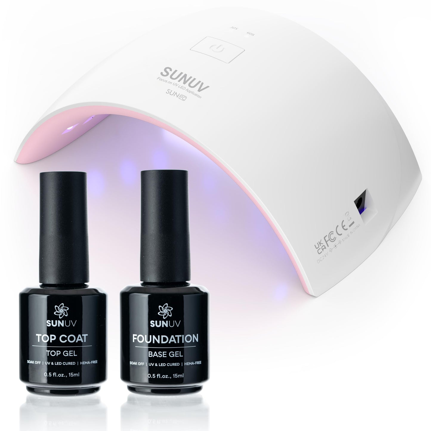 SUNUV SUN9C UV LED Nail Lamp Pink with Top Gel and Base Gel