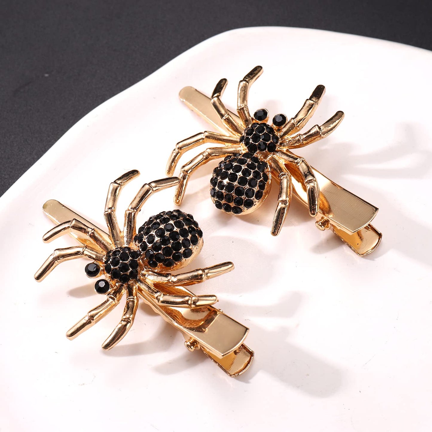 Halloween Hair Clips Gothic Spider Hairpins for Women Crystal Spider Alligator Duckbill Barrette Halloween Party Cosplay Hair Accessory