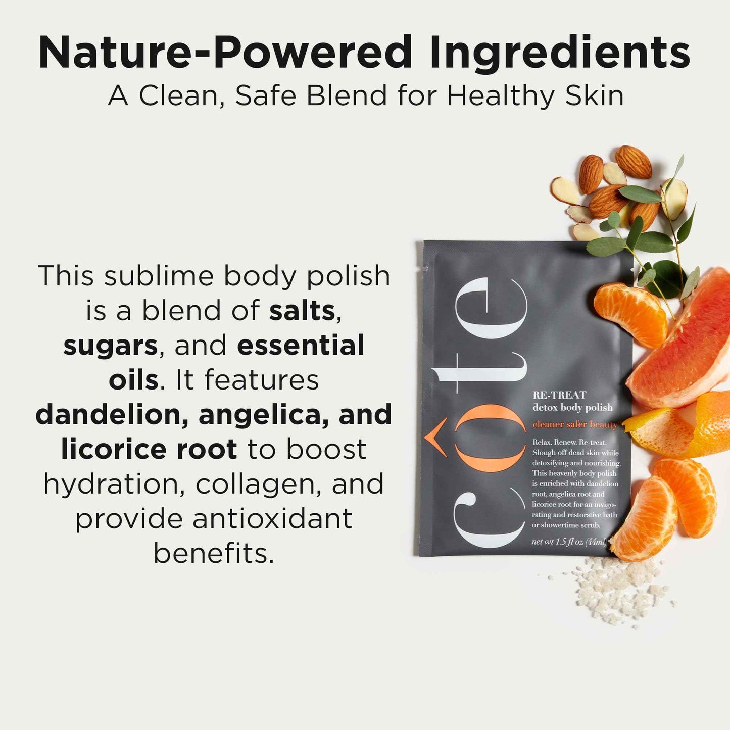 Re-Treat Exfoliating Detox Body Polish Scrub - Dandelion, Liquorice & angelica root Infused with essential oils for Face & Body, Exfoliating Facial 1.5 Fl oz (Pack of 03)