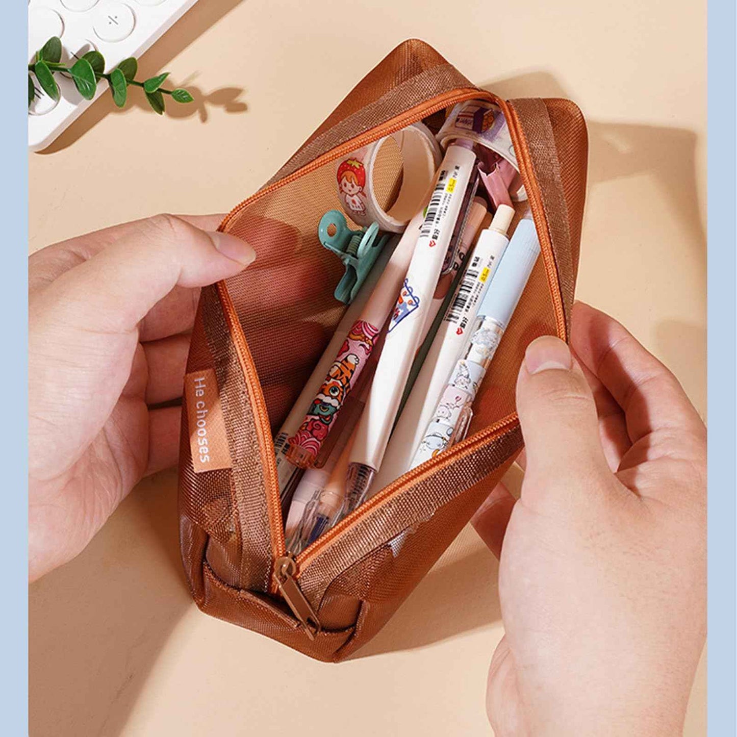 Gidary Mesh Cosmetic Bag Portable Clear Makeup Bags Mesh Zipper Pouch for Home Office Travel Accessories Organizer (2PCS Red & Purple)