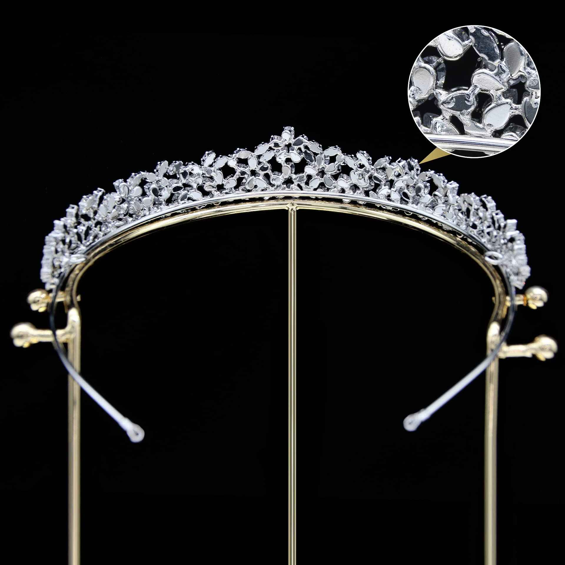 Sparkly Small Zircon Wedding Crowns and Tiaras for Women Cubic Zirconia Quinceanera Crown Sweet 16 Tiara Little Silver Gold Headband Crystal Headpieces Coronas Para 15 Anos Quinceaneras 2023 (Silver