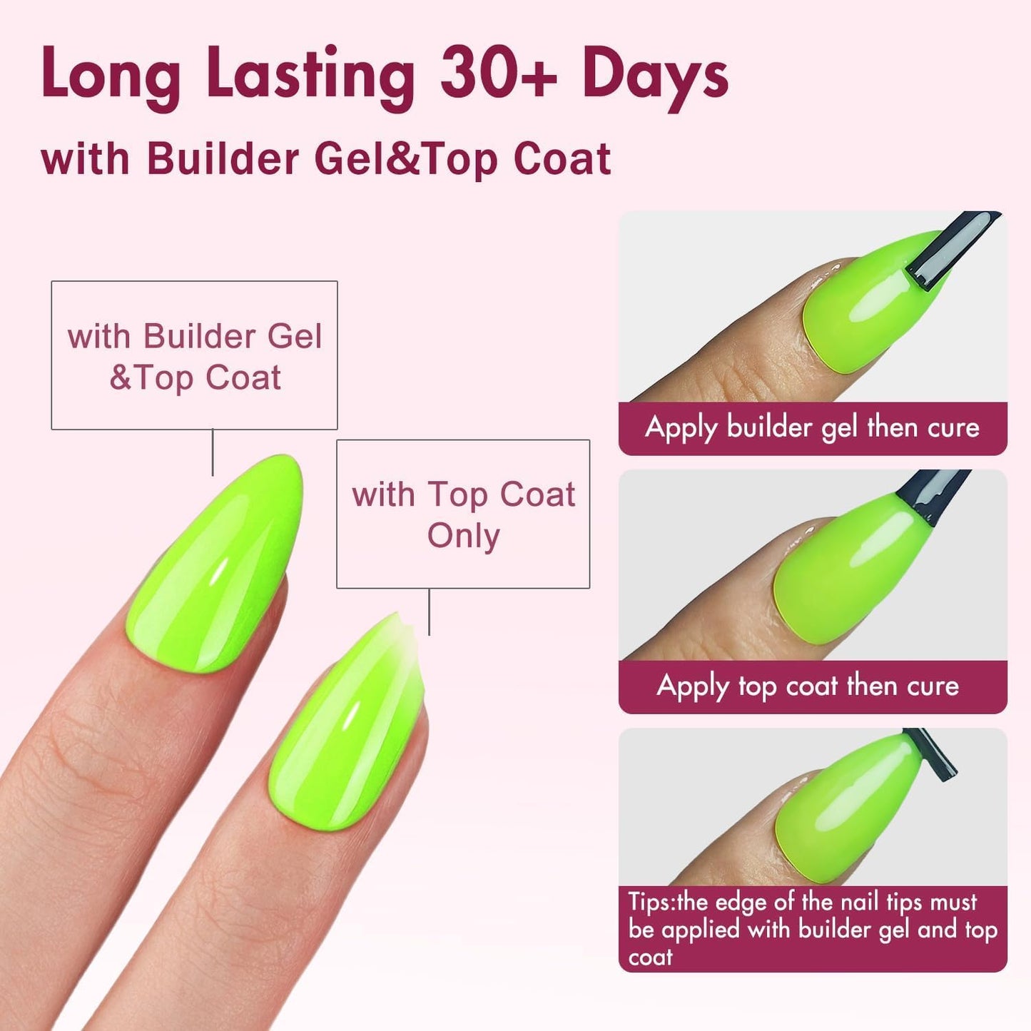 KQueenest Neon Green Gel Nail Tips - 300 Pcs Short Almond Press on Nails Kit, Pre-applied Tip Primer Acrylic Fake Nails, Vibrant Pre-Colored Gel Tip Nails, False Nails Extensions for Nail Art DIY