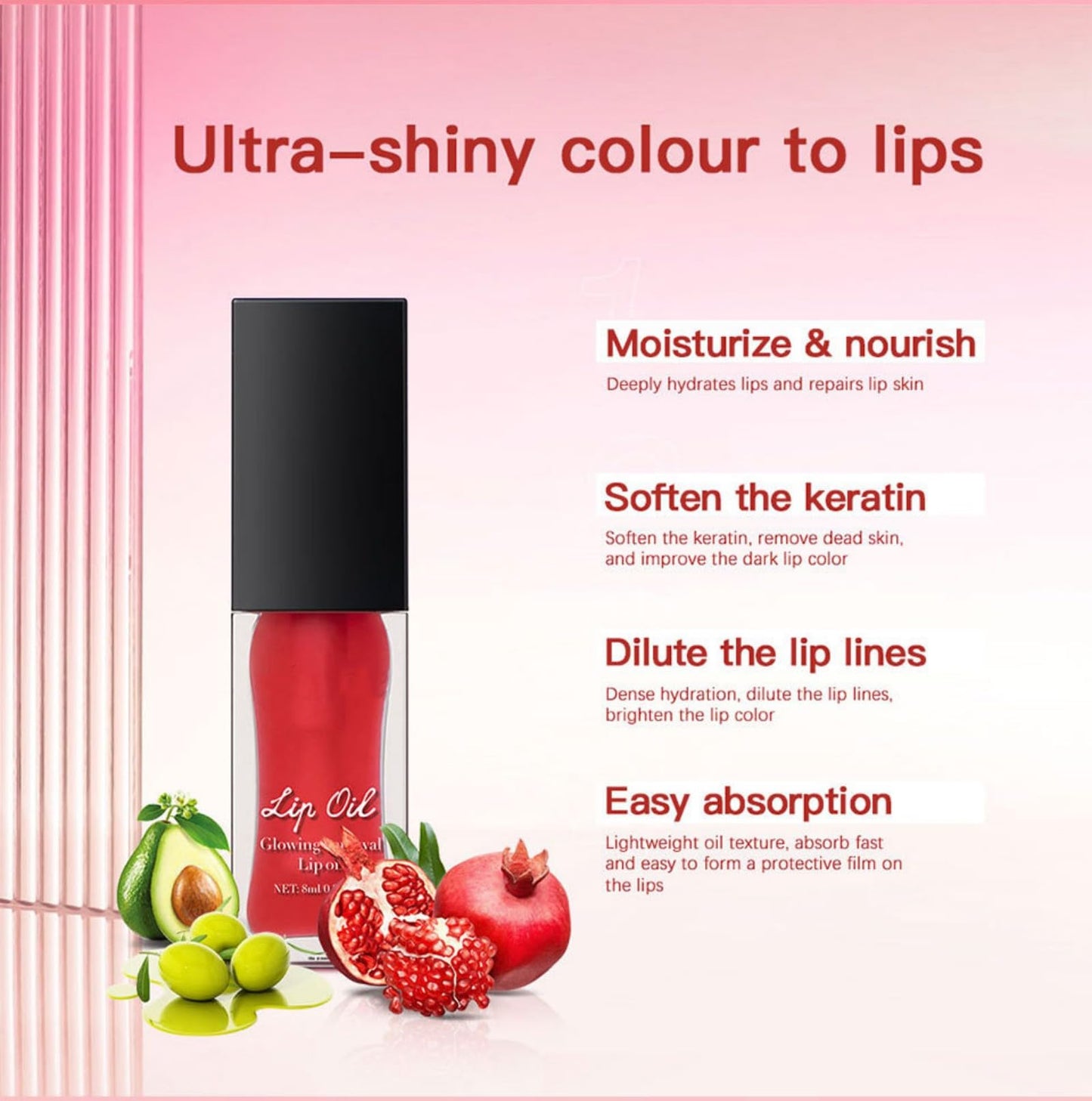 MAEPEOR Glowing Lip Oil 7 Colors Hydrating Lip Balm Nourishing Lip Care Lip Treatment Glossy Finish Non-sticky Moisturizing Lip Balm (03 Honey)