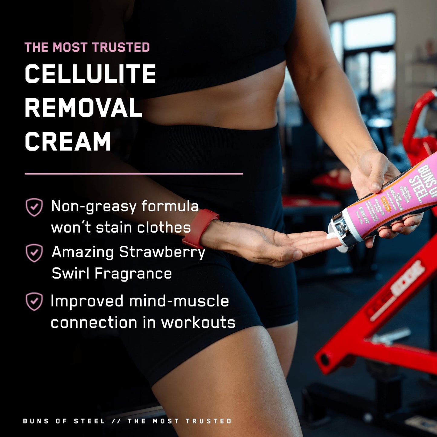 SteelFit Buns of Steel Cellulite Cream | 30-45 Days of Supply | Heat-Activated Maximum Definition Cream for Tight & Toned Glutes | Firming Body Lotion for Pre & Post Workout