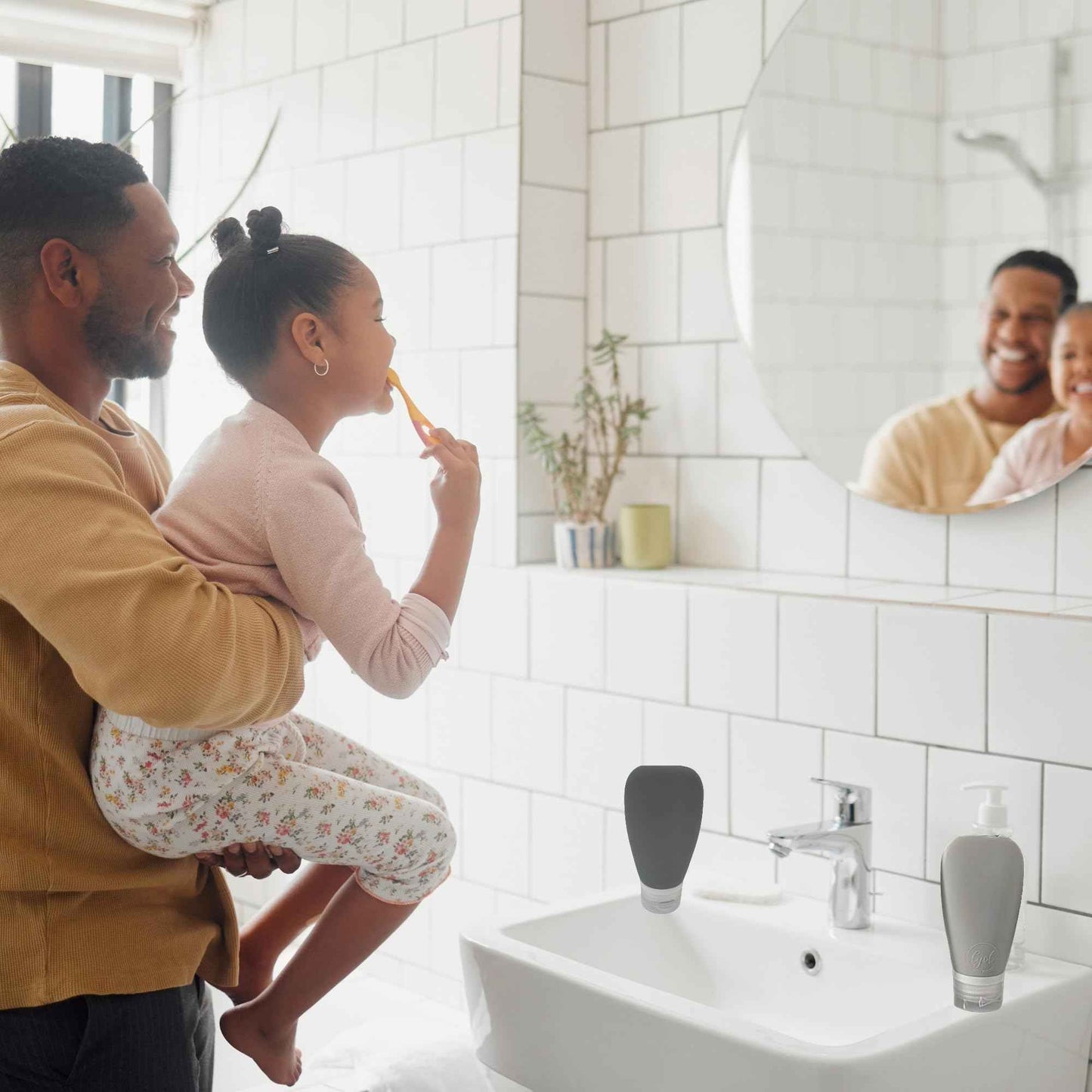 LYOB Travel Bottles for Toiletries - TSA Approved Travel Size Containers 3 oz Leak Proof Refillable tubes for Shampoo & Conditioner, Other liquids (Black & Gray)