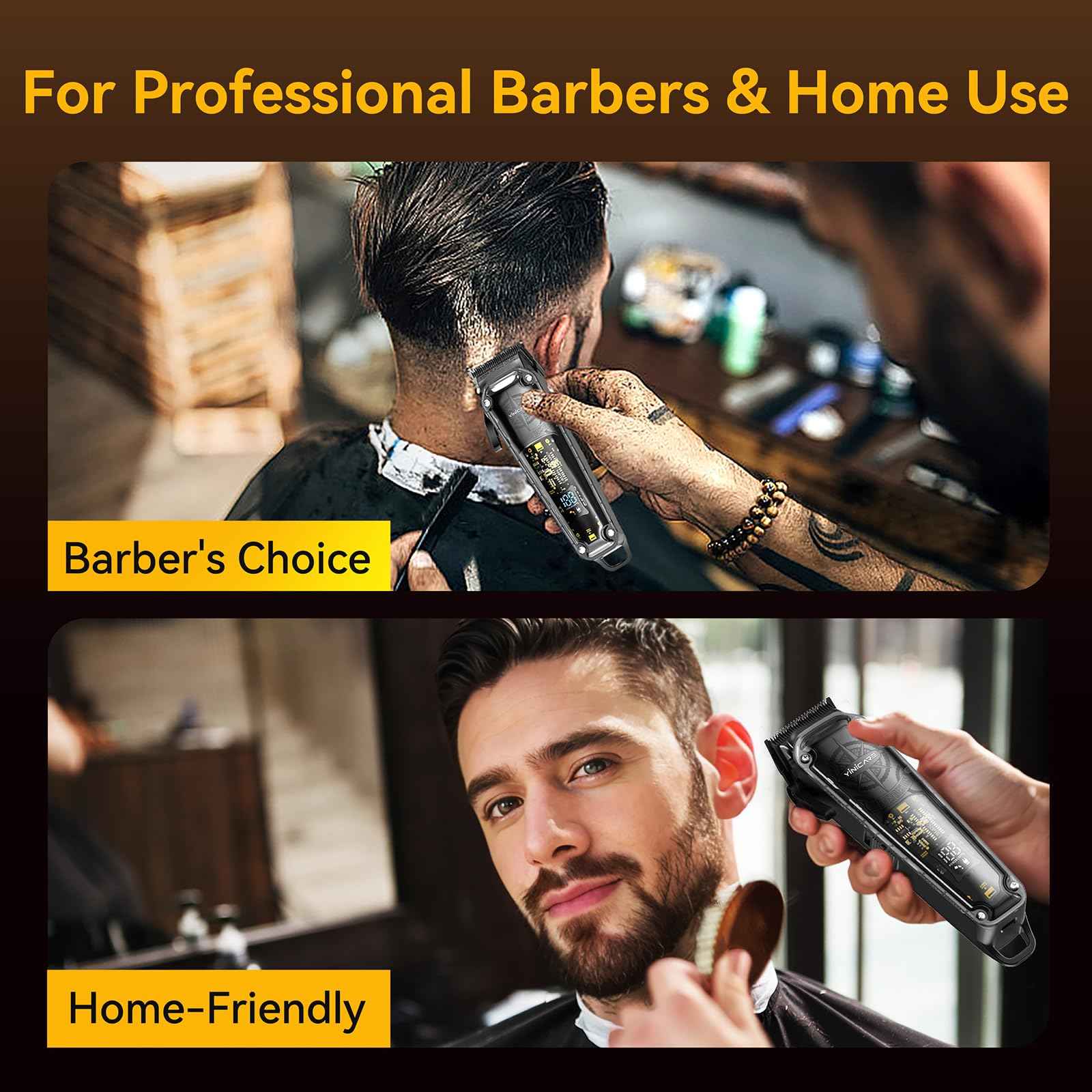 Hair Clippers for Men Barber Kit - Yinicare Professional Cordless Electric Hair Cutting Set with Pomade Hair Clipper, Zero Gap T-Blade Trimmer, Guards for Mens Haircut (Hair Clippers Set)