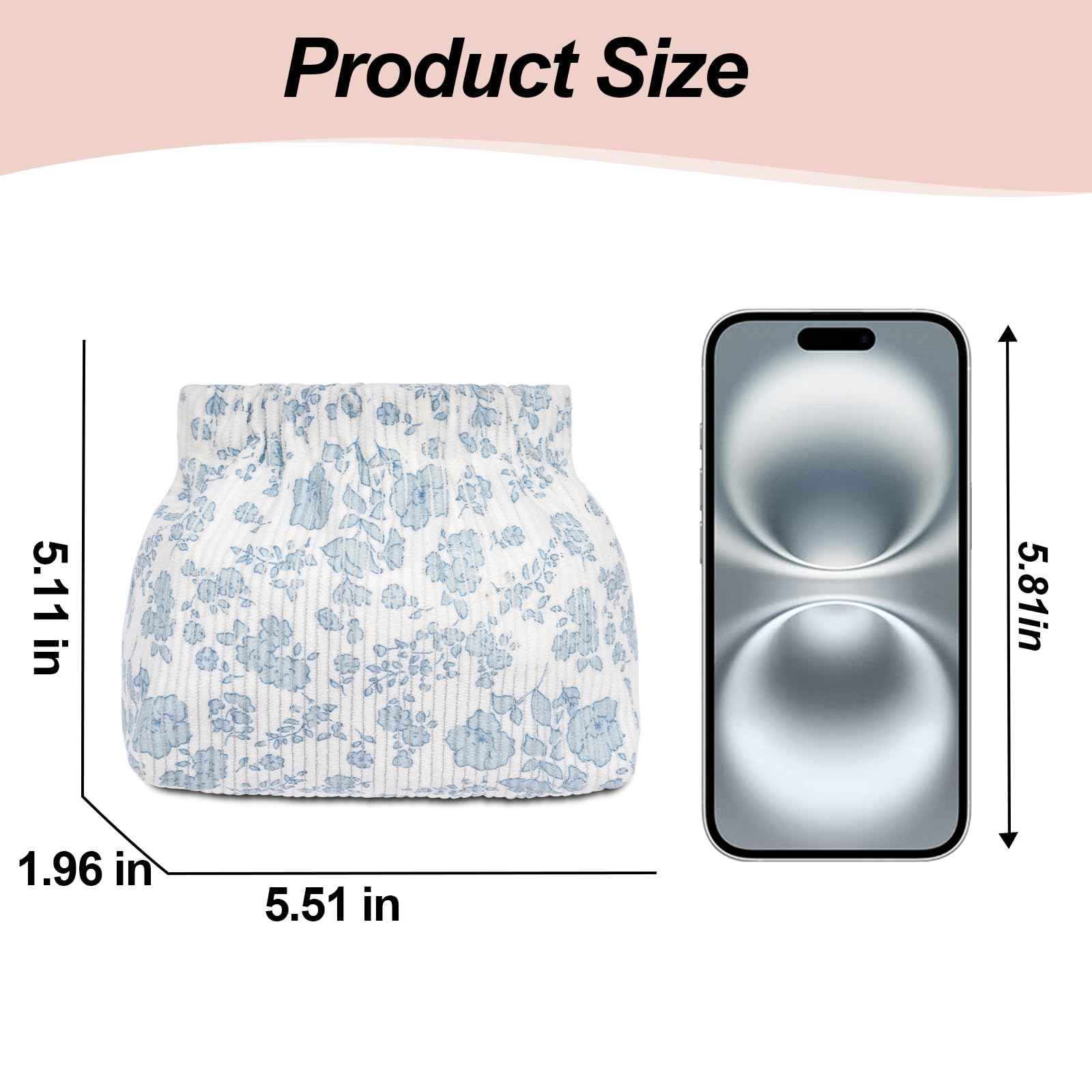 honitty Mini Makeup Pouch,Corduroy Elastic Wallet Storage for Women,Cute Small Lipstick Bag for Purse