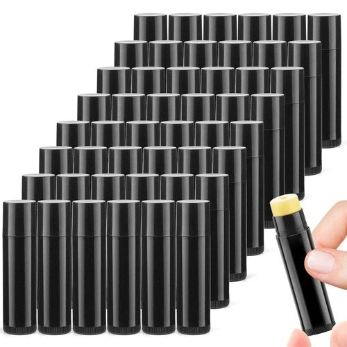 100 Pcs 5g Plastic Lipstick Tube Empty Black Lip Balm Tubes Containers Lip Gloss Storage Container Holder with Caps for DIY Lip Balm Cosmetic