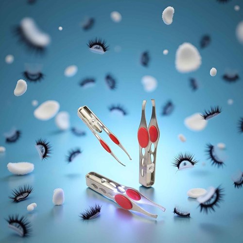 2 Pcs Silver Tweezer With LED Light for Hair Removal Makeup Tool Eyebrow Eyelash Tweezers for Women Facial Hair, Lash Trimmer,Hair Ingrown for Tweezer,Women's Hair Removal Tweezers