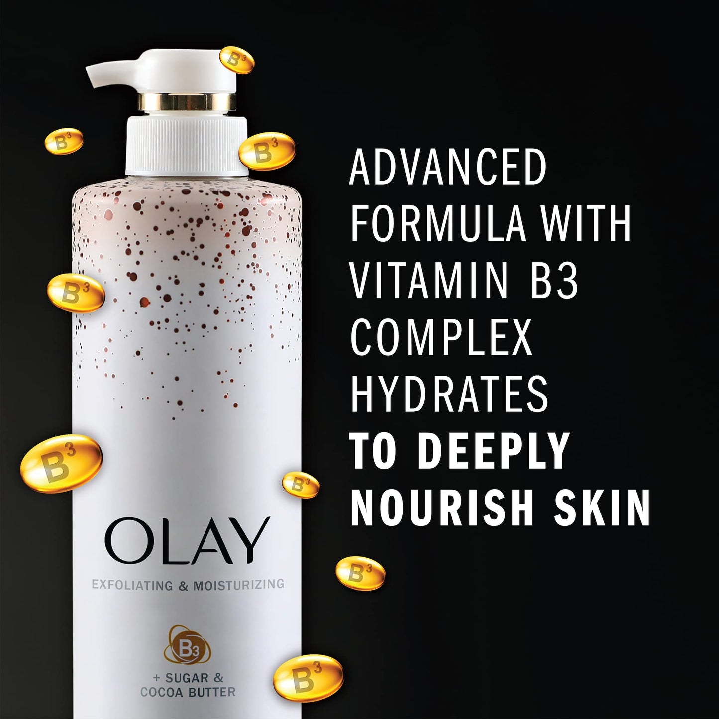 Olay Exfoliating & Moisturizing Body Wash With Sugar Cocoa Butter and Vitamin B3 20 Fl Ounce (Pack of 4)