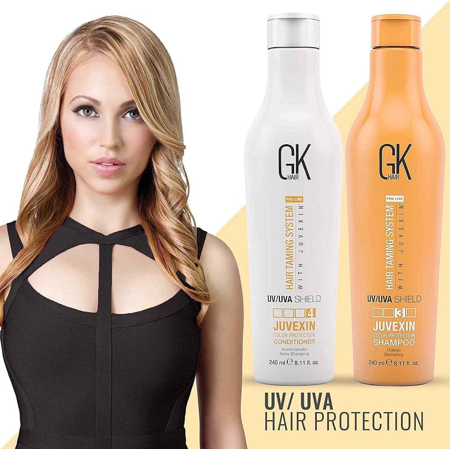 GK Hair Shield Shampoo and Conditioner – UV/UVA Protection for Color-Treated Hair – Hydrates, Prevents Fading and Split Ends – Anti-Frizz Formula for Softer, Stronger Hair