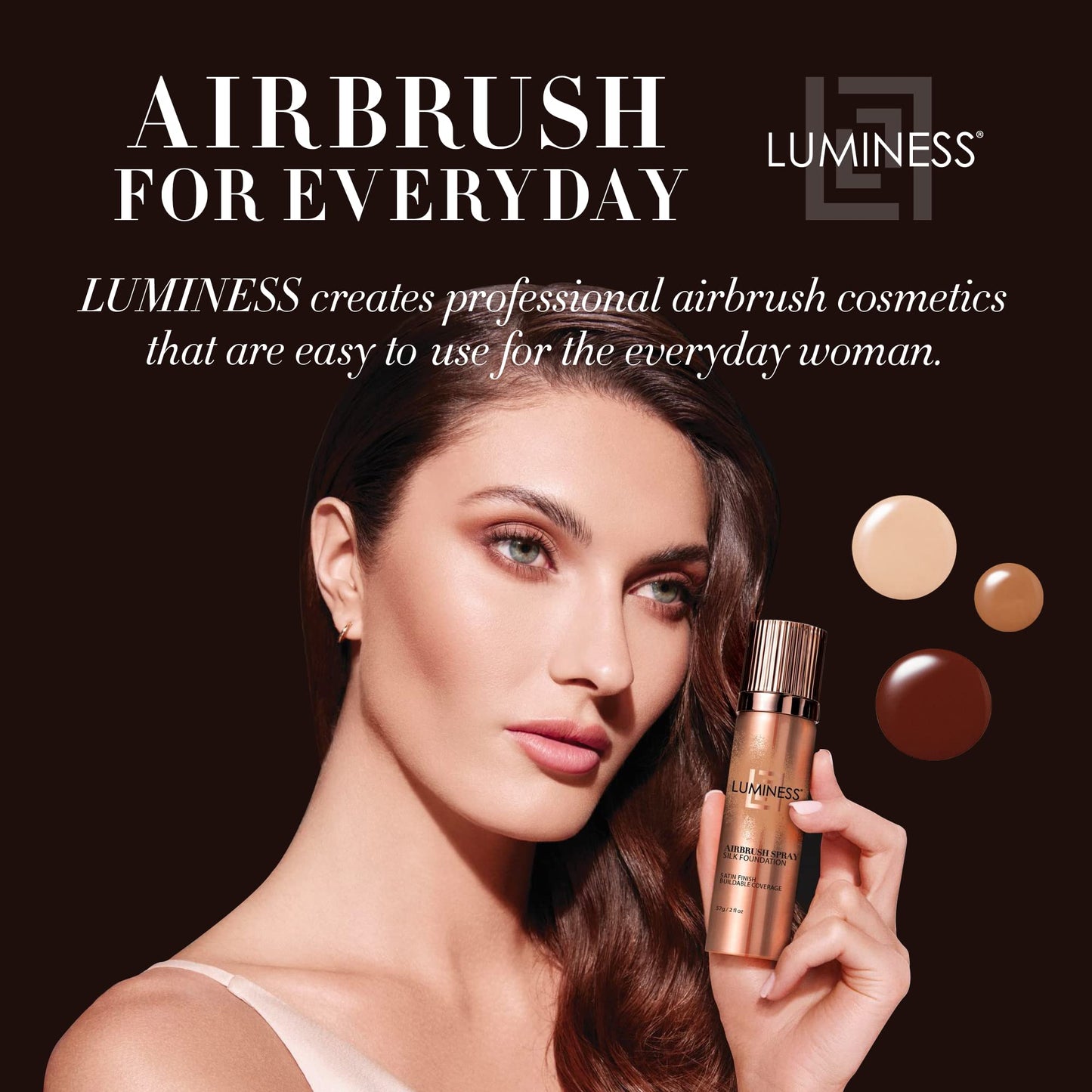 LUMINESS Silk Airbrush Spray Foundation & Buffing Brush Kit – Full Coverage Foundation & Dual-Sided Buffing Brush - Buildable Coverage, Anti-Aging Formula Hydrates & Moisturizes (Shade - Light Warm)