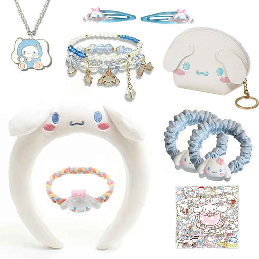 PJKJEUU Kawaii Accessories Gift Set Include Cute Headband, Hair Band, Hair Ties,Hair Clips, Purse Stickers Necklace Bracelet (Blue)