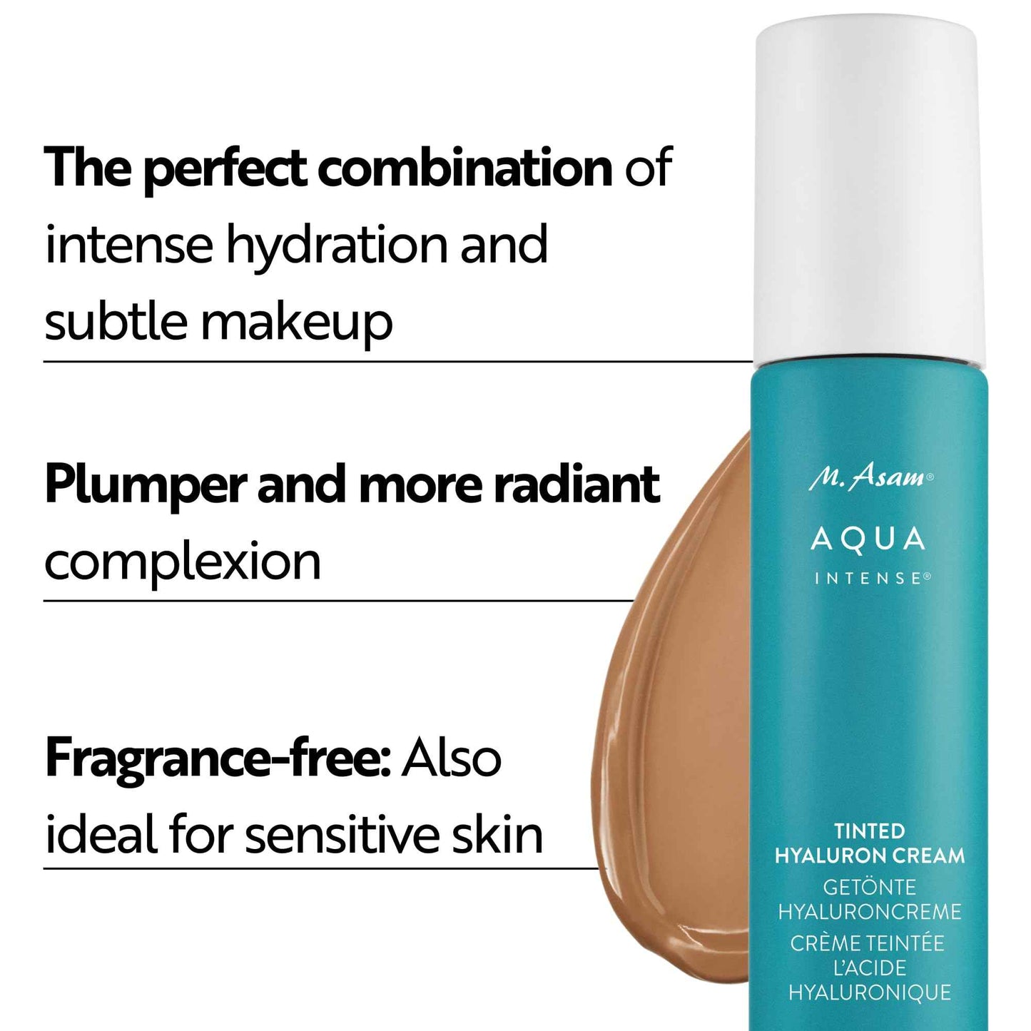 M. Asam AQUA INTENSE Tinted Moisturizer (1.69 fl oz) - Face Moisturizer & Tinted Cream with Hyaluronic Acid, Natural Finish, Skin Care for All Skin Types