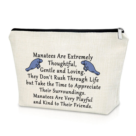 Manatee Gift Sea Animal Lover Gift Makeup Bag Manatee Lover Gifts Friendship Gifts for Women Birthday Gifts for Sister Cosmetic Bag Thanksgiving Christmas Gifts for Her Cosmetic Travel Pouch