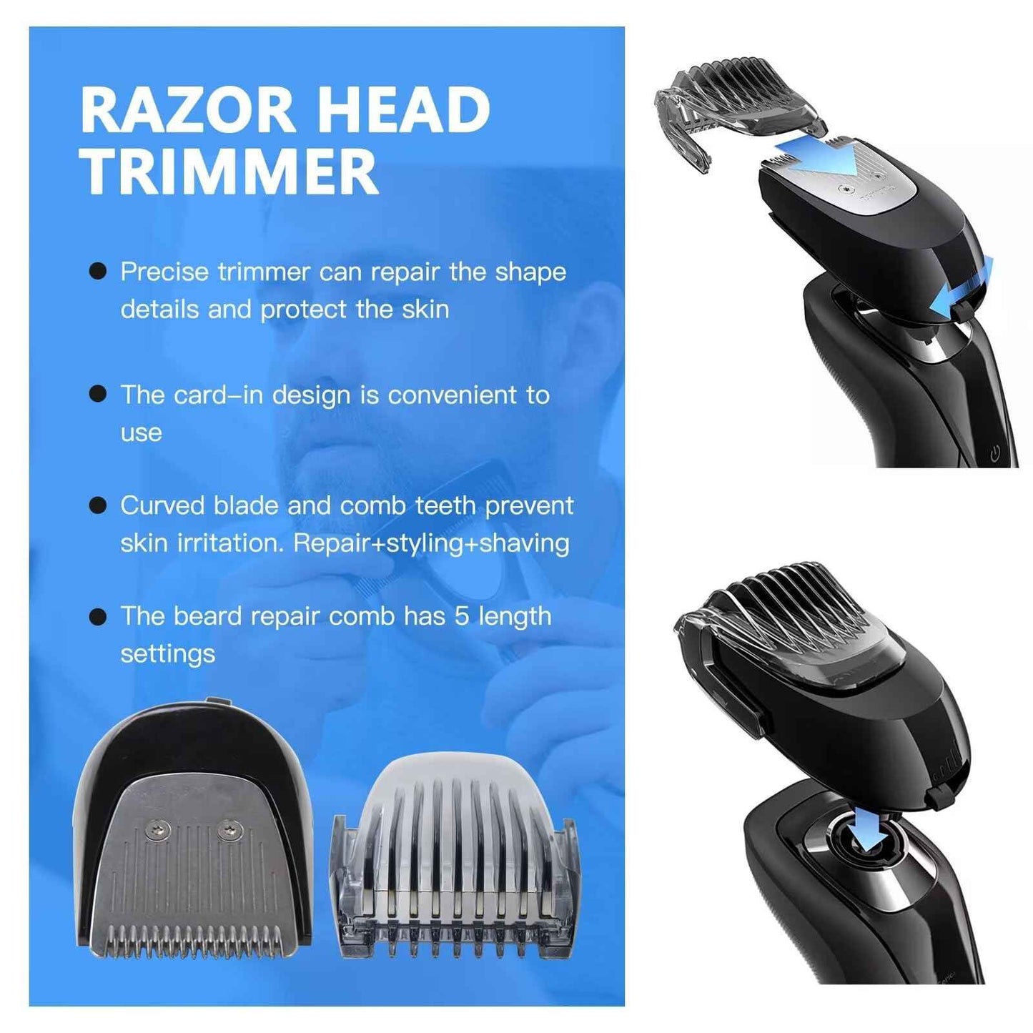 RQ111 Smartclick Beard Styler Shaver Head Trimmer for Philips Norelco Sensotouch Arcitec Series S6000：S6011 S6550 S6580 S6840