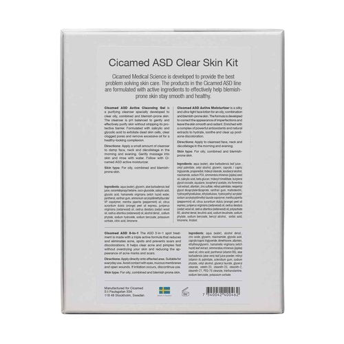 Cicamed ASD kit – Cleansing Gel, Moisturizer & 3-in-1 Spot Treatment with Salicylic Acid – Oily & Combination Skin – Reduces Pimples, Scars & Redness
