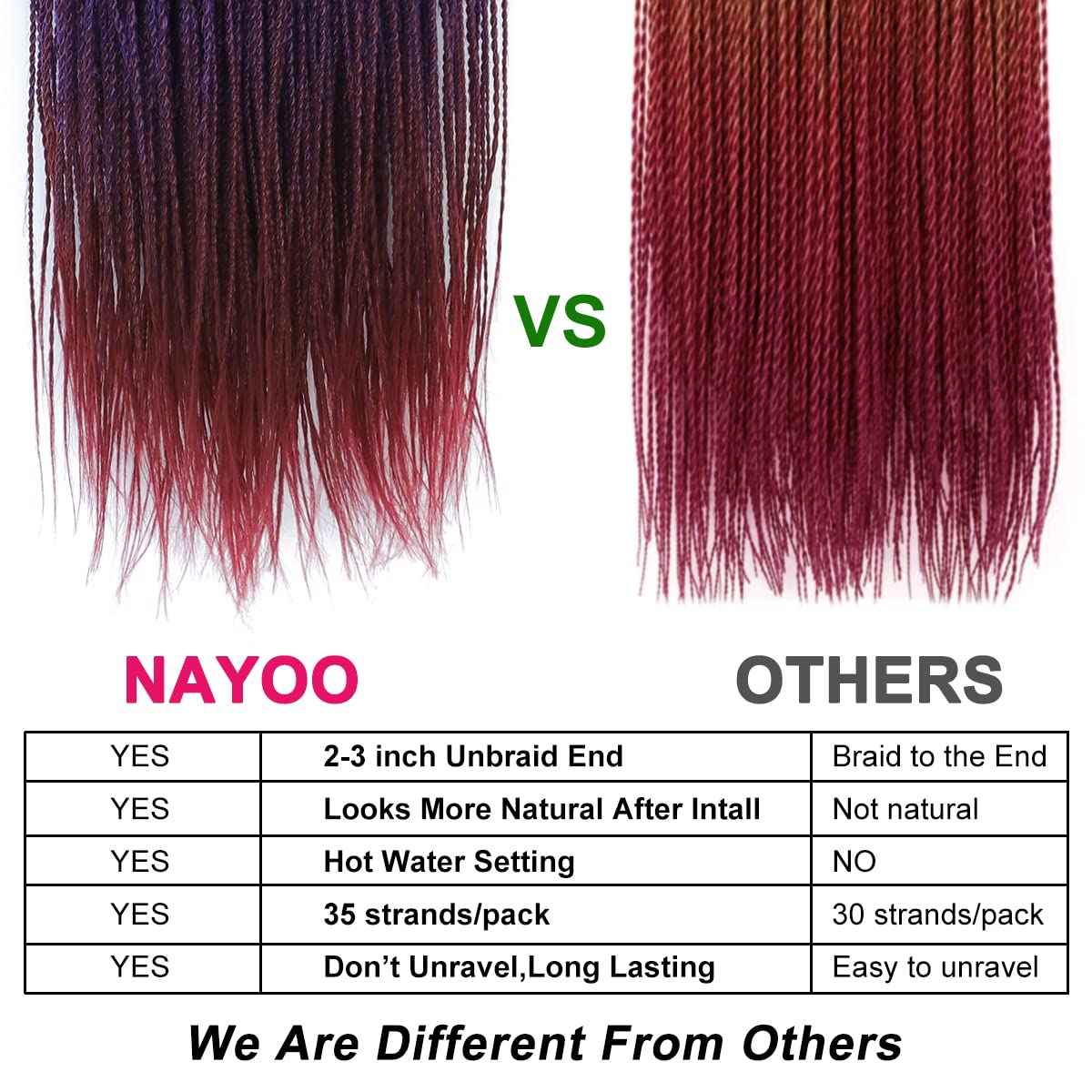 NAYOO Purple Crochet Senegalese Twist, 18 Inch 8 Packs Small Twist Crochet Hair, 35 Strands/Pack Braids, Hot Water Setting (18 Inch, 1B/Purple/Bug)