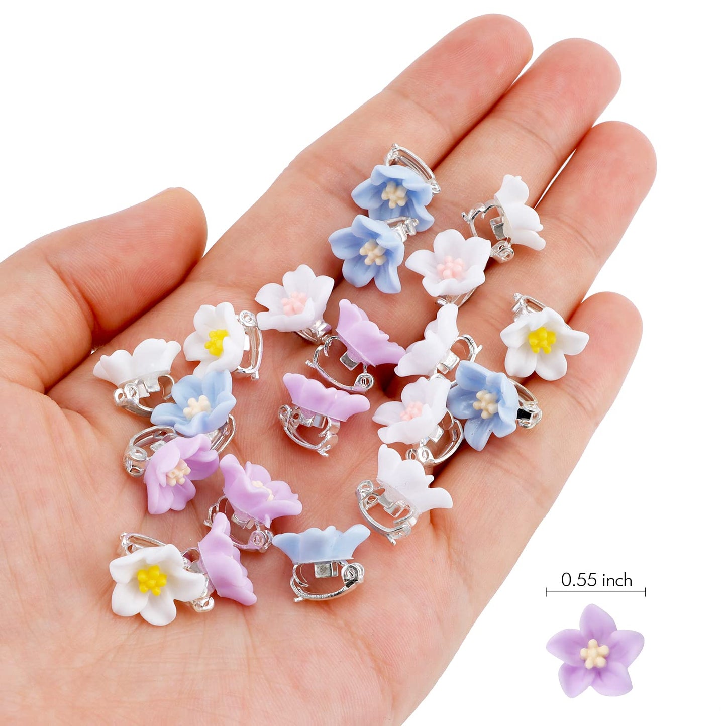 YISSION Mini Flower Hair Clips - Cute Lily Hair Pins and Barrettes for Girls, Women (Wedding, Bridal Hair Accessories, 20 Pcs, 4 Colors)