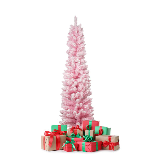 TRY & DO 6 FT Unlit Pink Artificial Christmas Tree, Xmas Tree with Metal Stand, 100% New PVC Material, Xmas Tree for Indoor and Outdoor Decoration