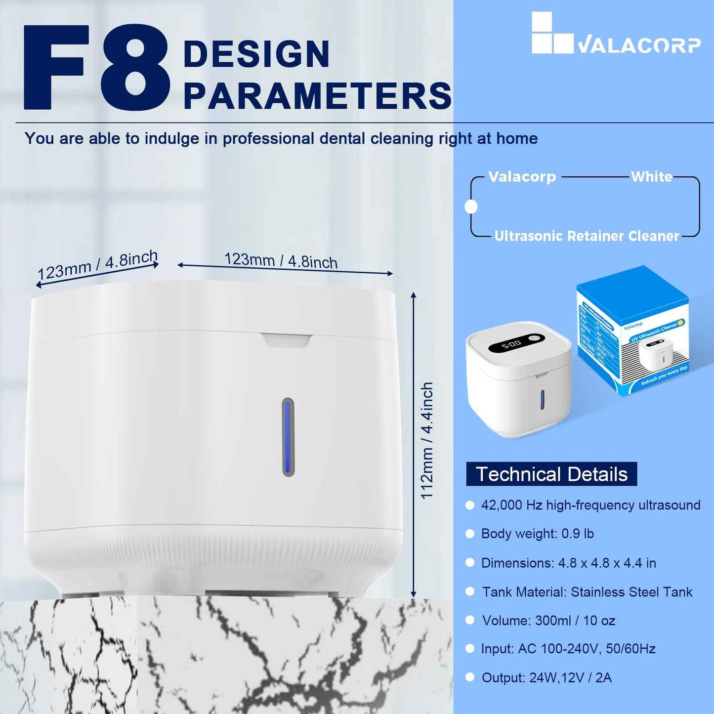 Ultrasonic Retainer Cleaner, Retainer Cleaner Machine, Dental Cleaning Pod for Dentures, Mouth Guard, Aligner, Night Guard, Ultra Sonic Cleaner for All Dental Appliances (White)