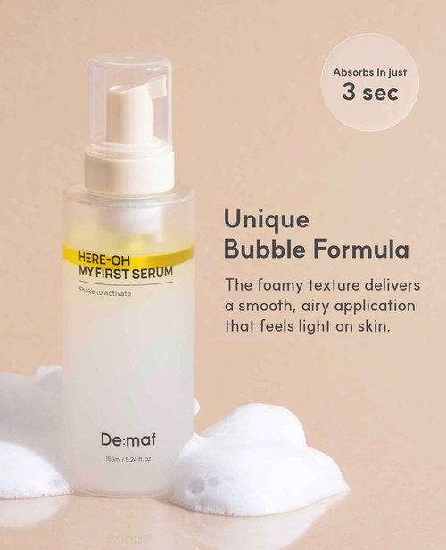 Here-Oh My First Hydrating Serum with Hyaluronic Acid | Facial Serum for Glowing Skin & Skin Barrier Repair | Korean Serum for Dry Skin & Sensitive Skin (5.24 fl oz)