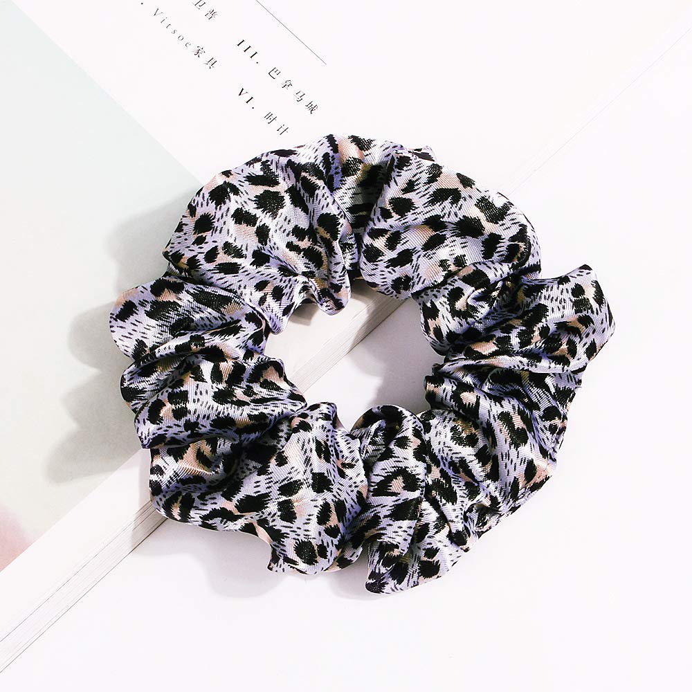 6 Pack Women's Animal Style Leopard Print Hair Scrunchies Cheetah Scrunchie Leopard Hair Ties Chiffon Ponytail Holder Elastic Bobbles (6 PCS Leopard Scrunchy A)