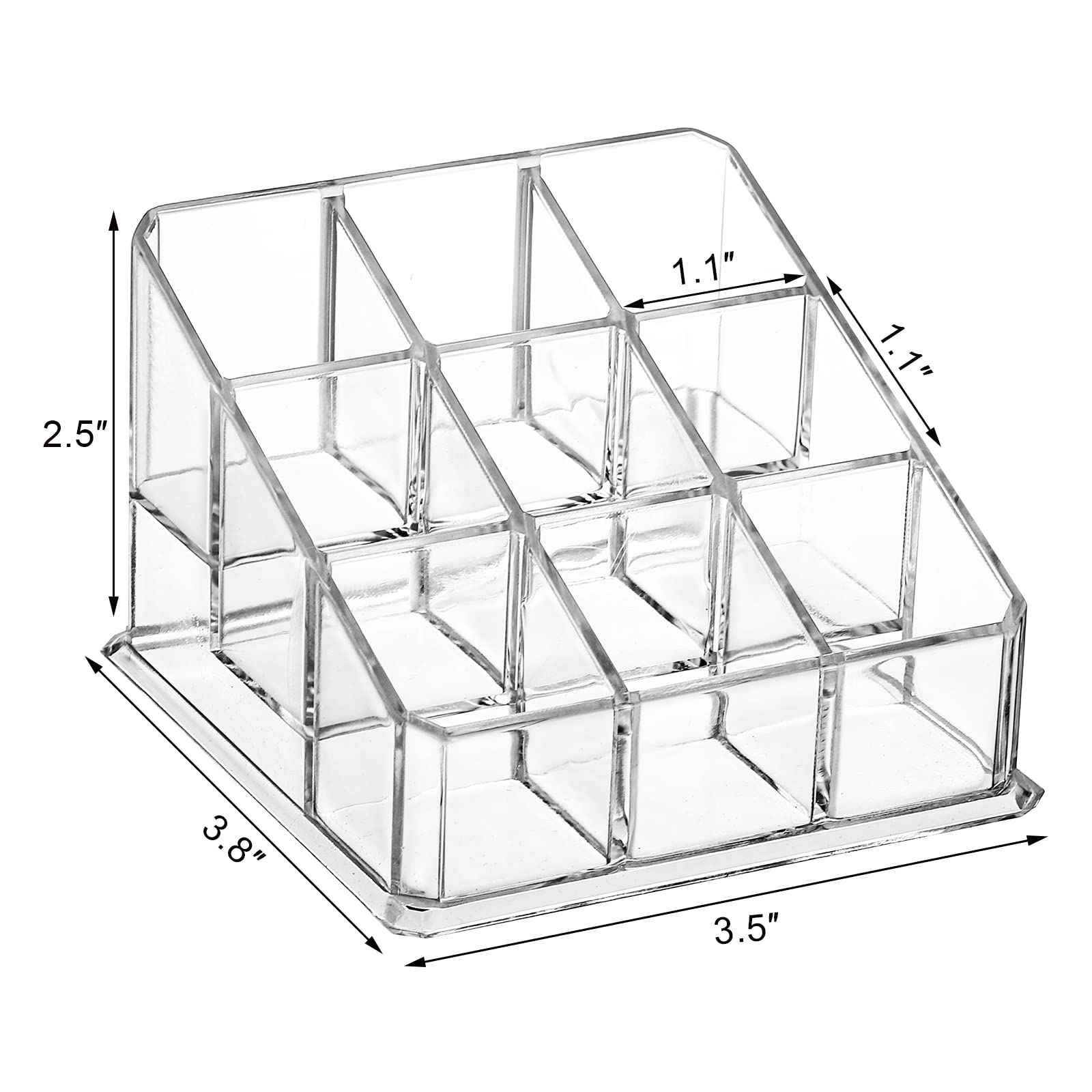 Foraineam 6 Pack Lipstick Holder Organizer, 9 Spaces Clear Lip Stick Storage Stand Container, Small Cosmetic Beauty Makeup Display Cases for Lipsticks, Lipgloss, Brushes, Bottles