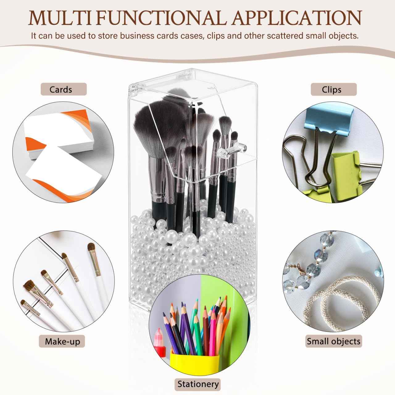 Zerodeko 2Pcs Acrylic Holder with Lid – Makeup Brush Clear DIY Cosmetic Organizer for Desktop, Storage Box for Makeup Brushes, Pens, Stationery, Nordic Style Desk Organizer