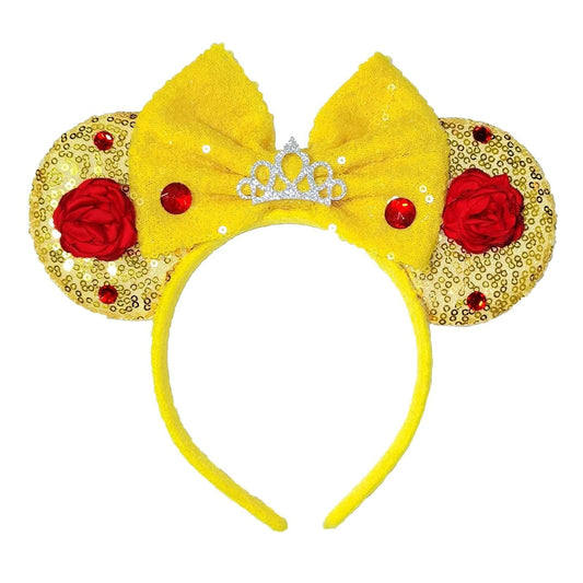 ASHONE Mouse Ears Headbands for Women Groups Mouse Ears Shiny Bows for Birthday Themed Events Accessories Party (Gold, One Size)