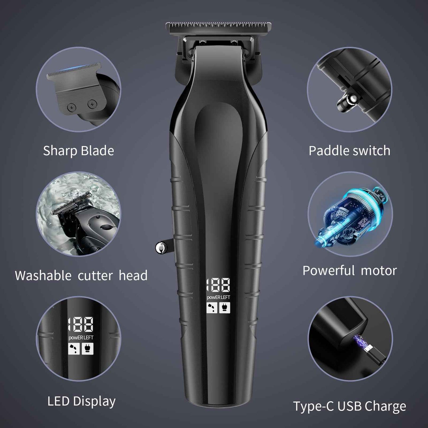 KOMINGDON Beard Trimmer for Men Professional,Liners Trimmer Hair Clippers, Precision Edgers Barber Clippers,Zero Gapped T-Blade Hair Trimmer Kit with LCD Display, Hair Cutting Mustache Facial