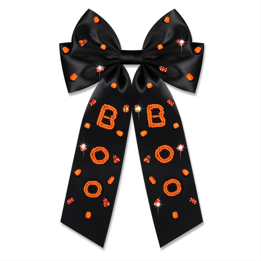 Halloween Hair Bows Accessories for Women Spooky Halloween Hair Clips Candy Corn Boo Pumpkin Ghost Hair Bows Large Orange Black Hair Ribbons Barrettes Halloween Outfits Costume Gifts (Pattern A)