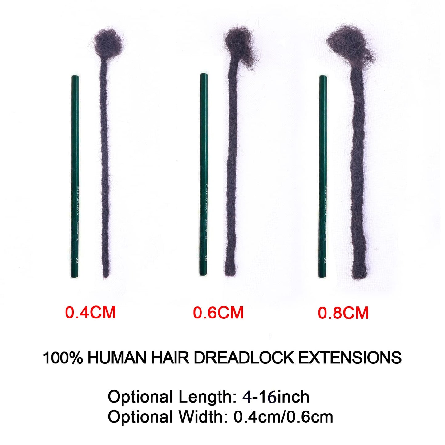 ADIASAI 0.4cm Width 4 Inch 100 Strands 100% Human Hair Loc Extensions, Full Handmade Dreadlock Extensions for Men Women Kids Can Be Dyed and Bleached with Needle and Comb Unprocessed Natural Black