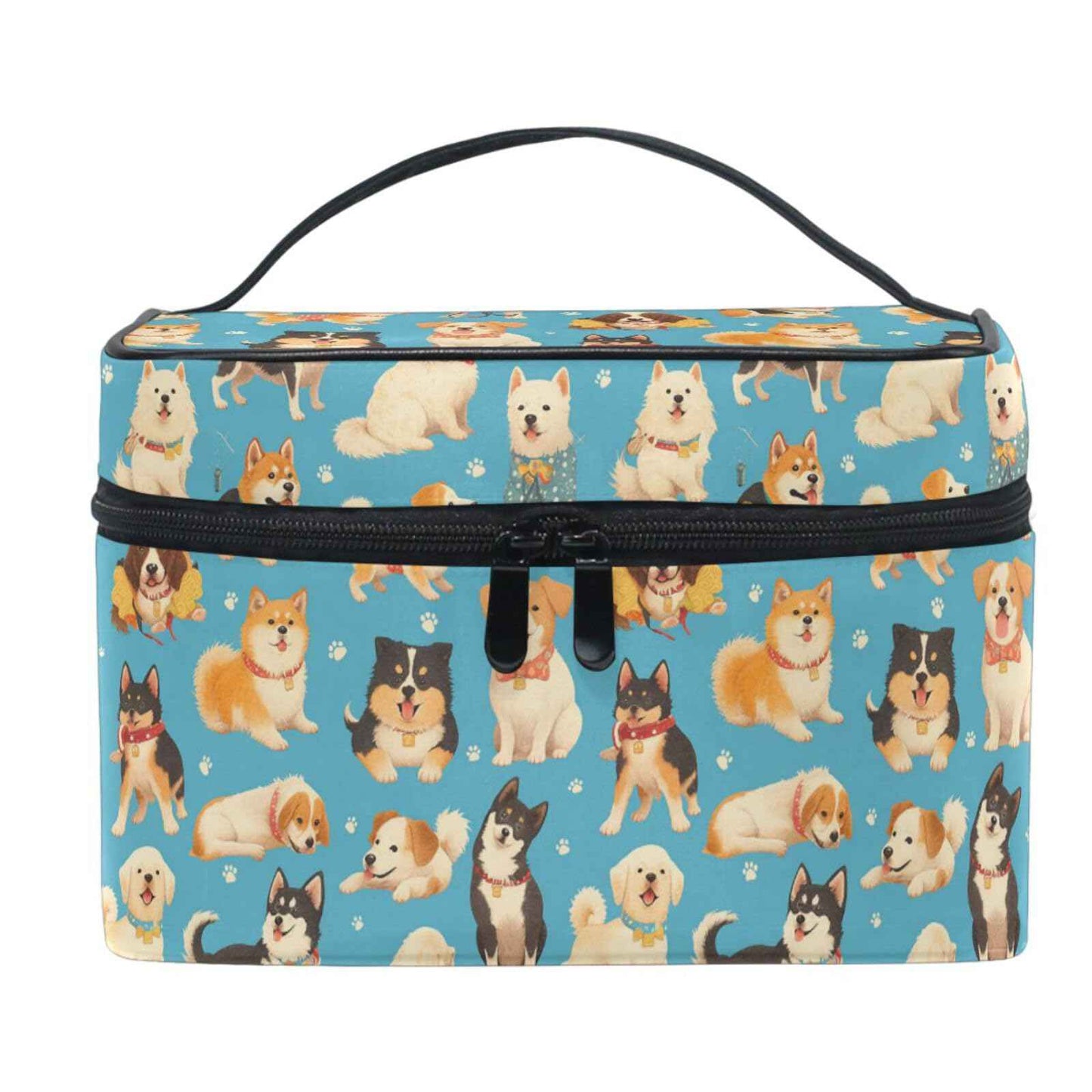 Cute Dog Puppy Makeup Bag Cosmetic Bag for Women Girls Cartoon Animal Paw Portable makeup pouch Box Large Capacity Travel Toiletry Brush Bag Zip Storage Bag Accessories Organizer