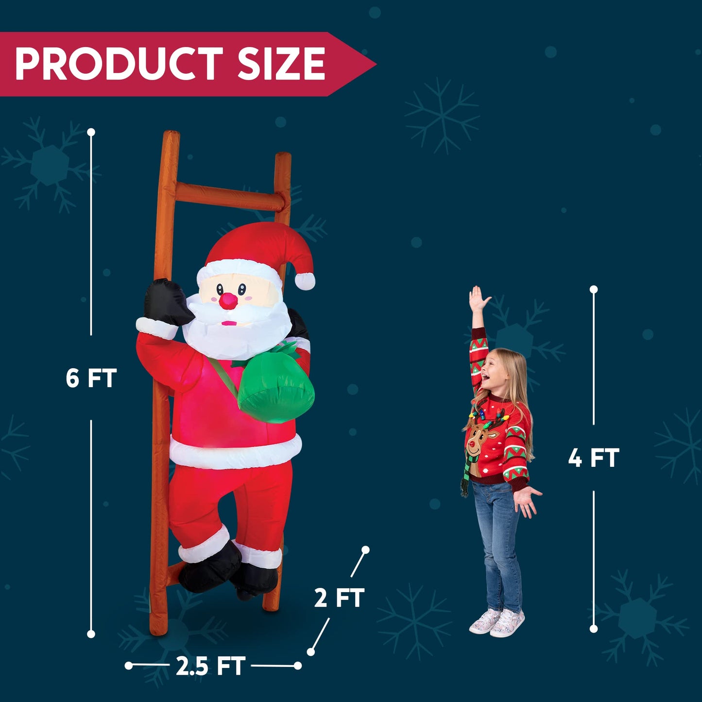 Joiedomi 6 FT Christmas Inflatable Climbing Santa, Hanging Inflatable Christmas Yard Decorations with Build-in LEDs, Blow Up Inflatables for Xmas Party Indoor, Outdoor, Yard, Garden, Lawn Décor