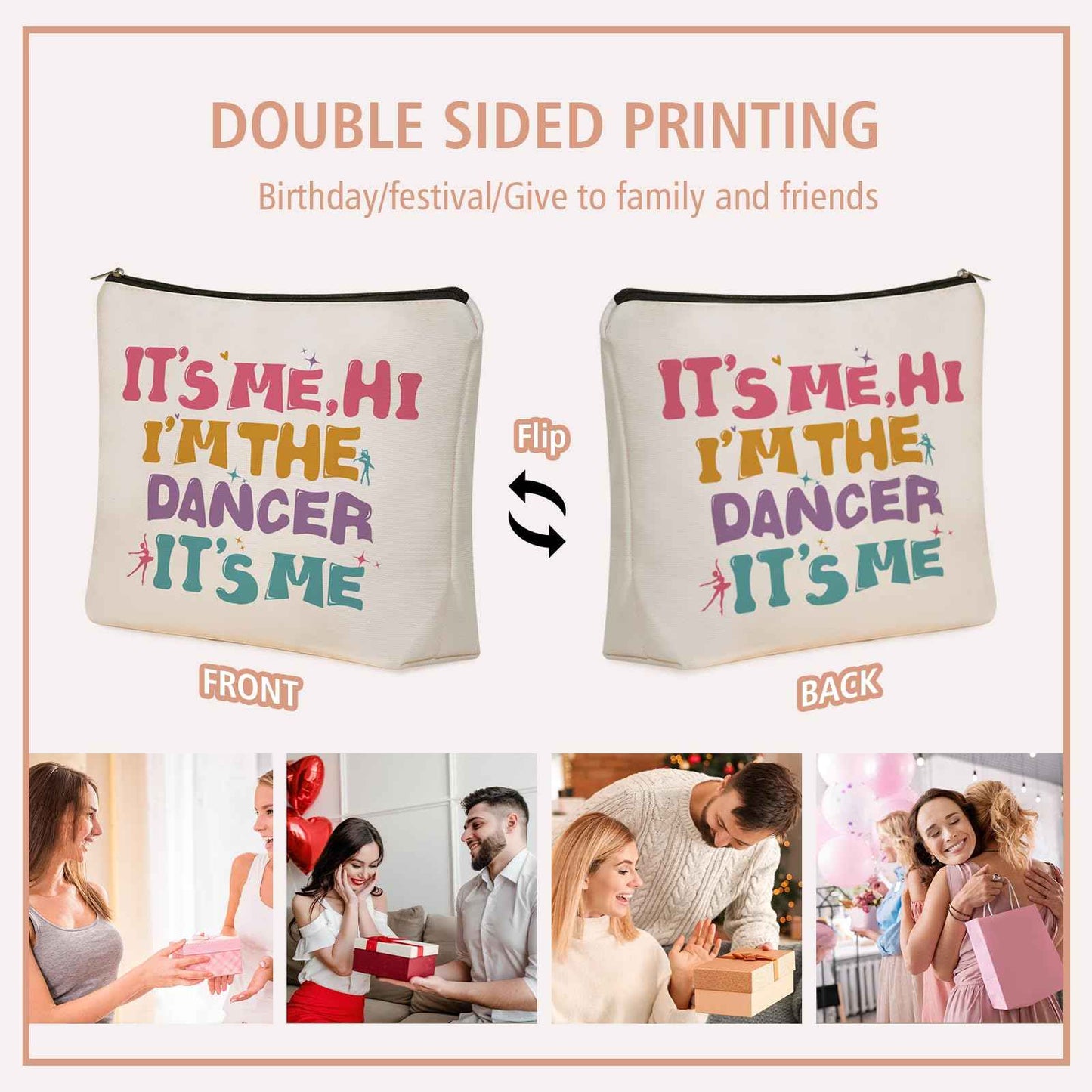 Girlly Dancer Gifts Makeup Bag: Perfect Cosmetic Bags IT's ME, HI I'M THE DANCER IT's ME Travel Dancer Girl For Daughters, Nieces, Girlfriends, Female Coworkers.Ideal Gift for Party