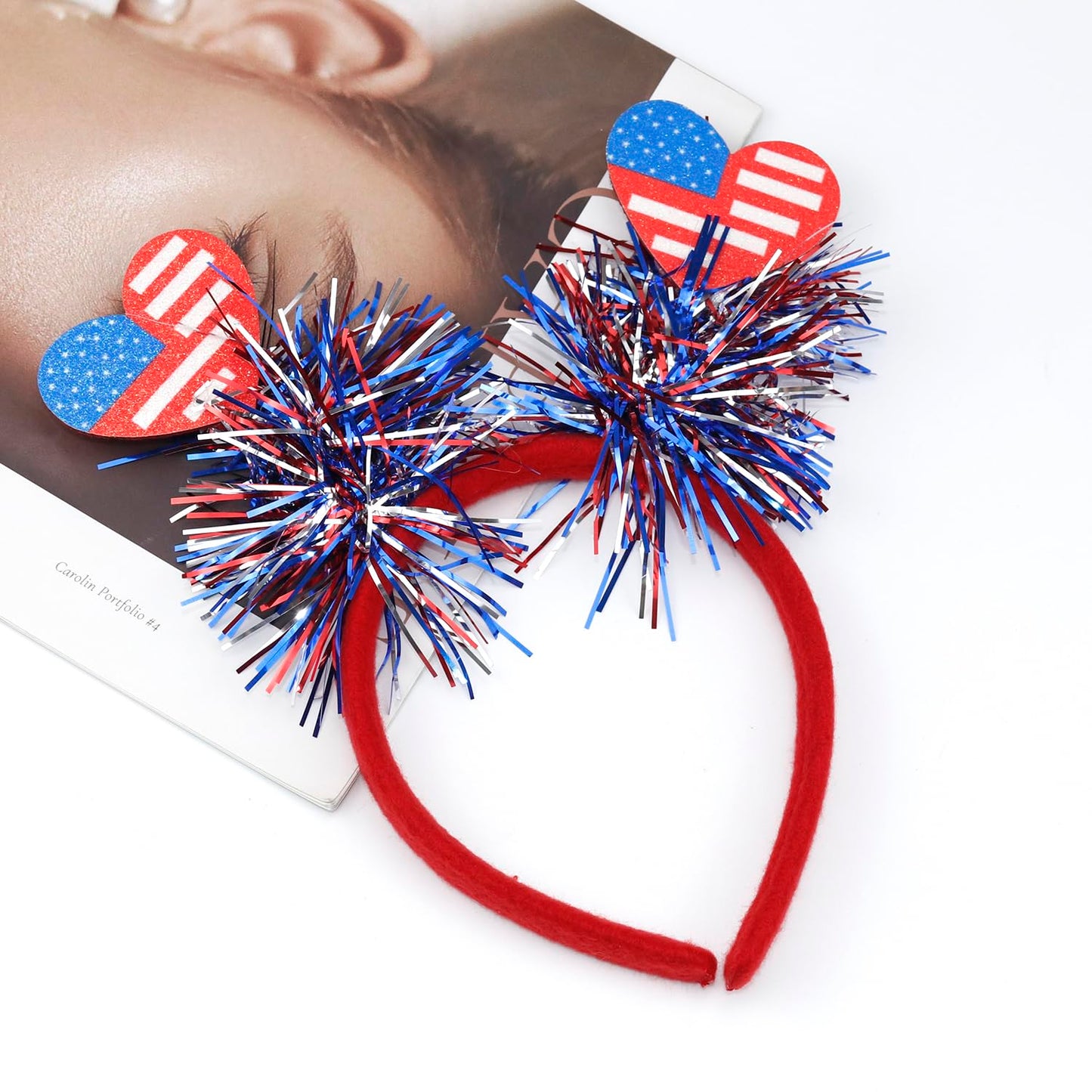 AIUPUOC 4th of July Headband Hair Accessories Independence Day Hair Band Hair Accessories Fourth of July Patriotic Heart Flag Accessories Outfits USA Head Boppers 1Pcs