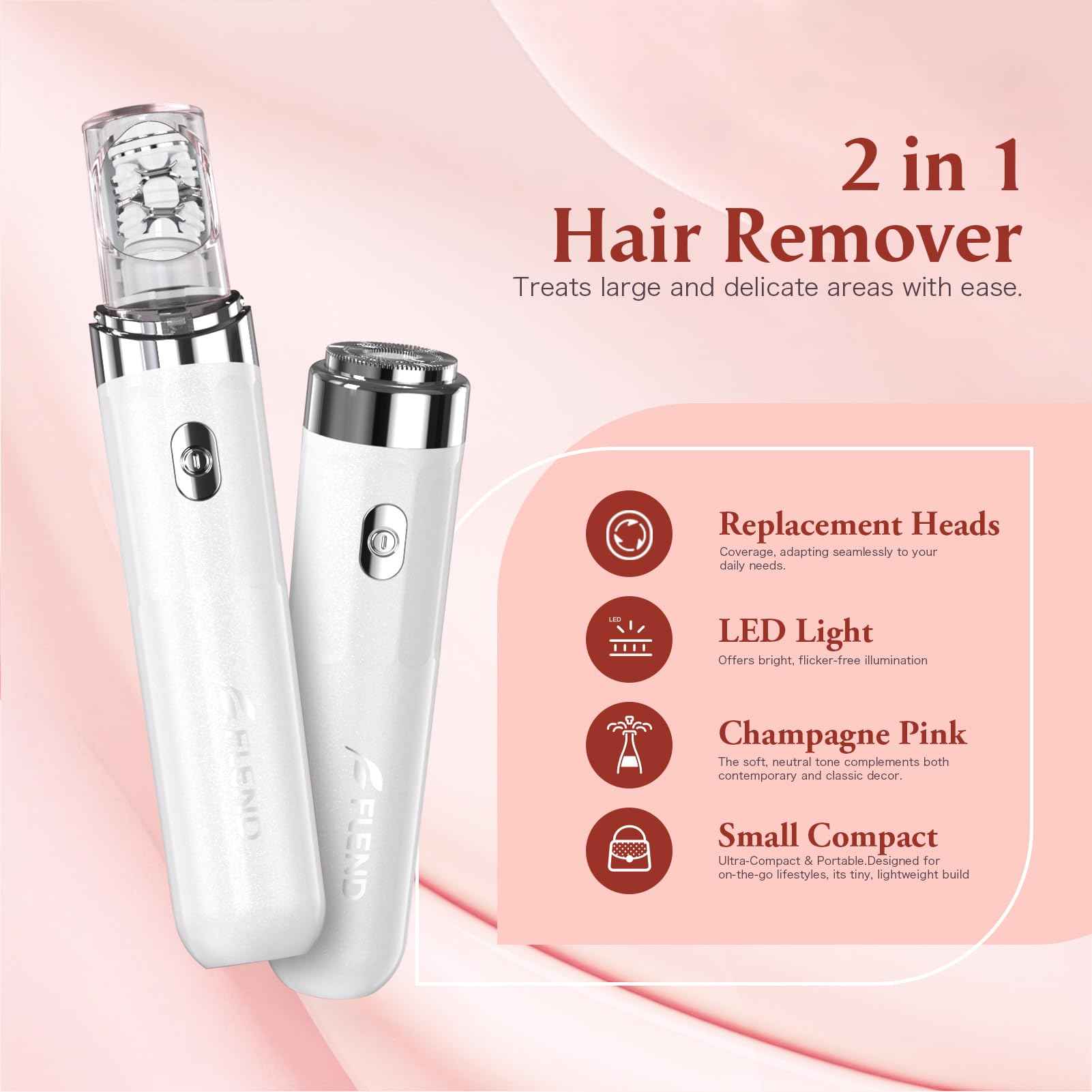 Epilator,2 in 1Epilator for Women Rechargeable,Womens Electric Shaver with LED Light,Rechargeable,Hair Removal for Women Legs/Face/Bikini/Arms,Smooth Epilator Trimmer Travel Kit Set Upgrade