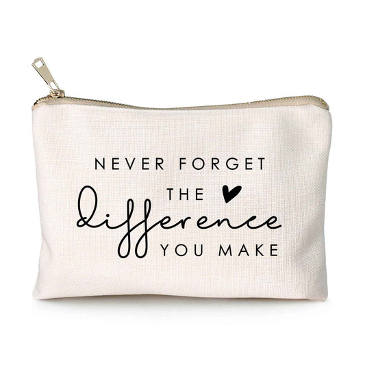 Never Forget The Difference You Make Coworker Retirement Gift Retiring Teacher Cosmetic Bag Makeup Bag Makeup Pouch Thank You Gift, Retirement Gift, Coworker Meaningful Leaving