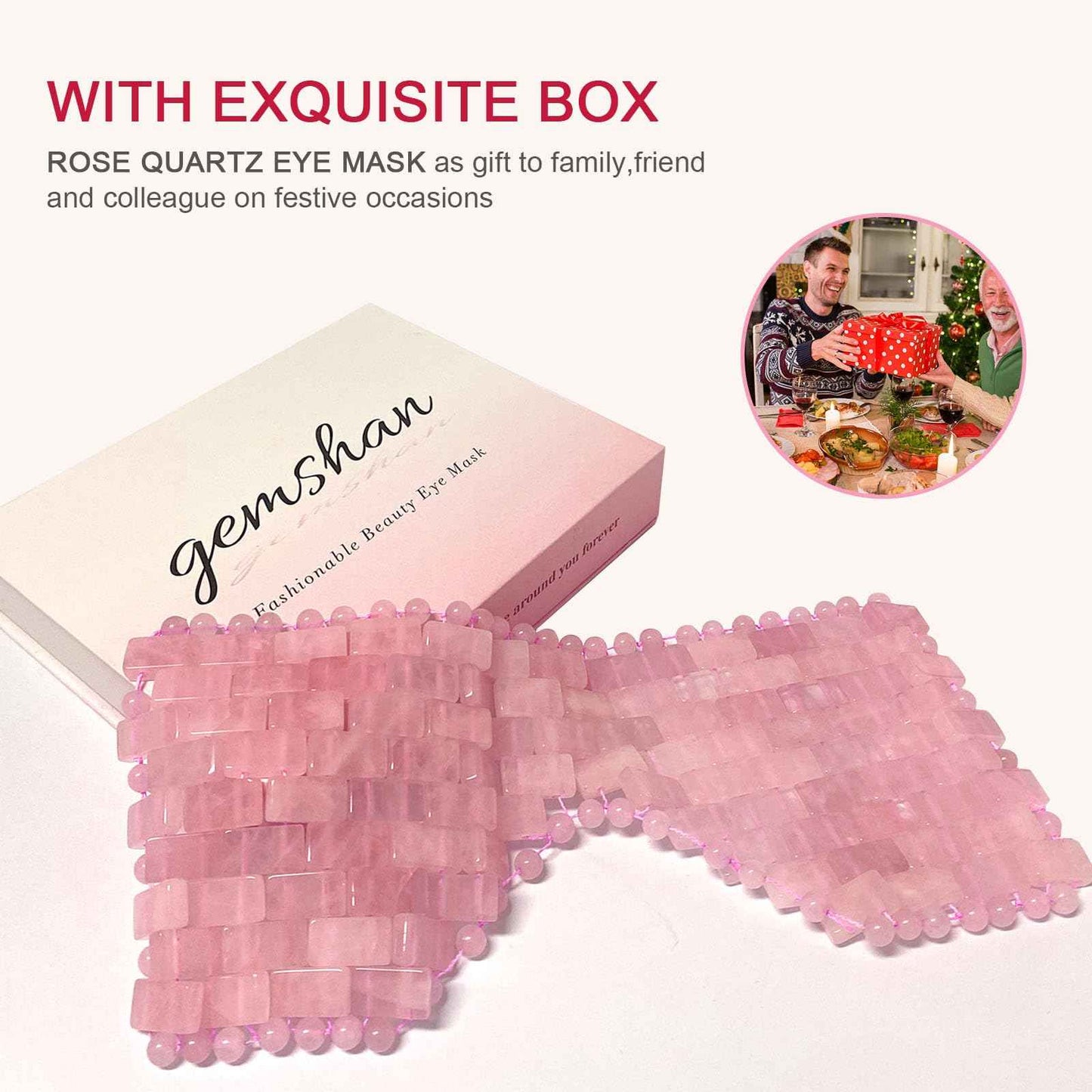 gemshan Jade Eye Mask, Rose Quartz Facial Mask Gemstone Cooling Reduce Eye Puffy Mask Anti Aging Therapy Hot or Cold Using