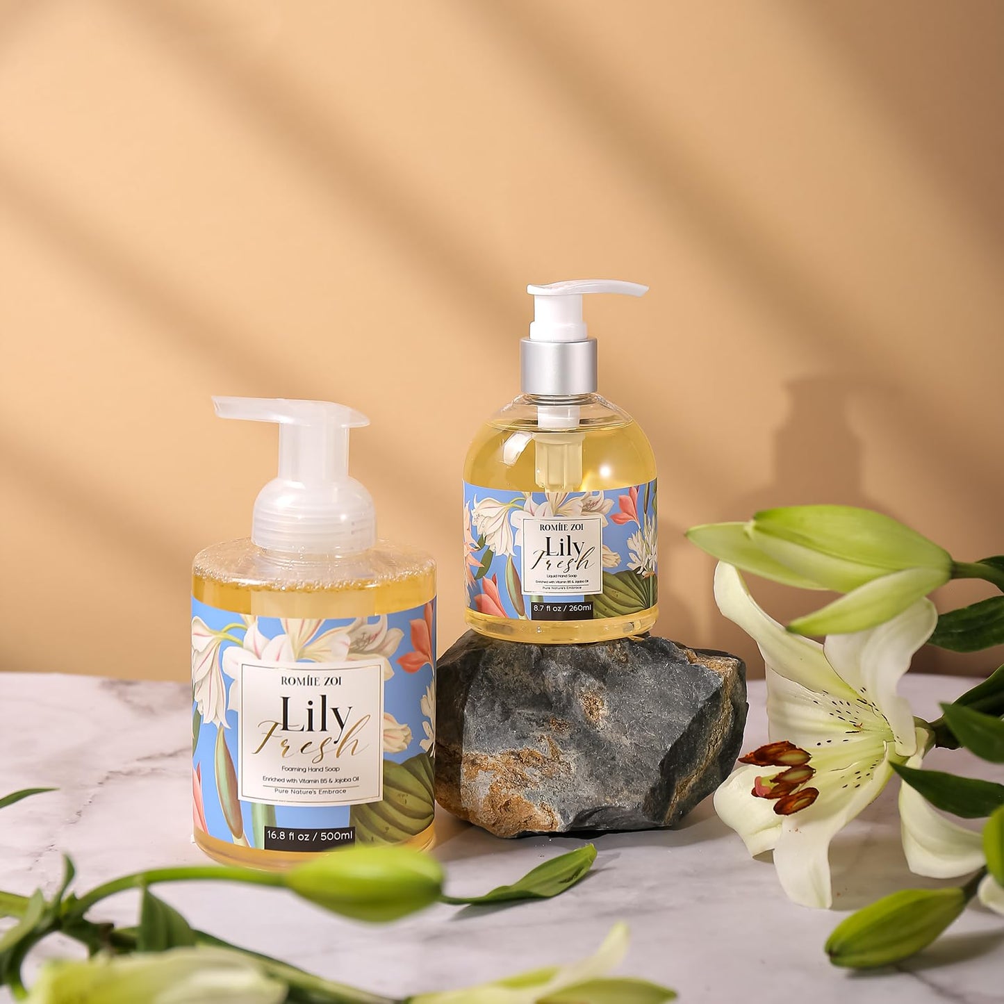 ROMIIE ZOI Foaming Hand Soap with Gift Box- Lily Fresh - Biodegradable Formula Moisture & Revitalize - 500ml/ 16.8oz