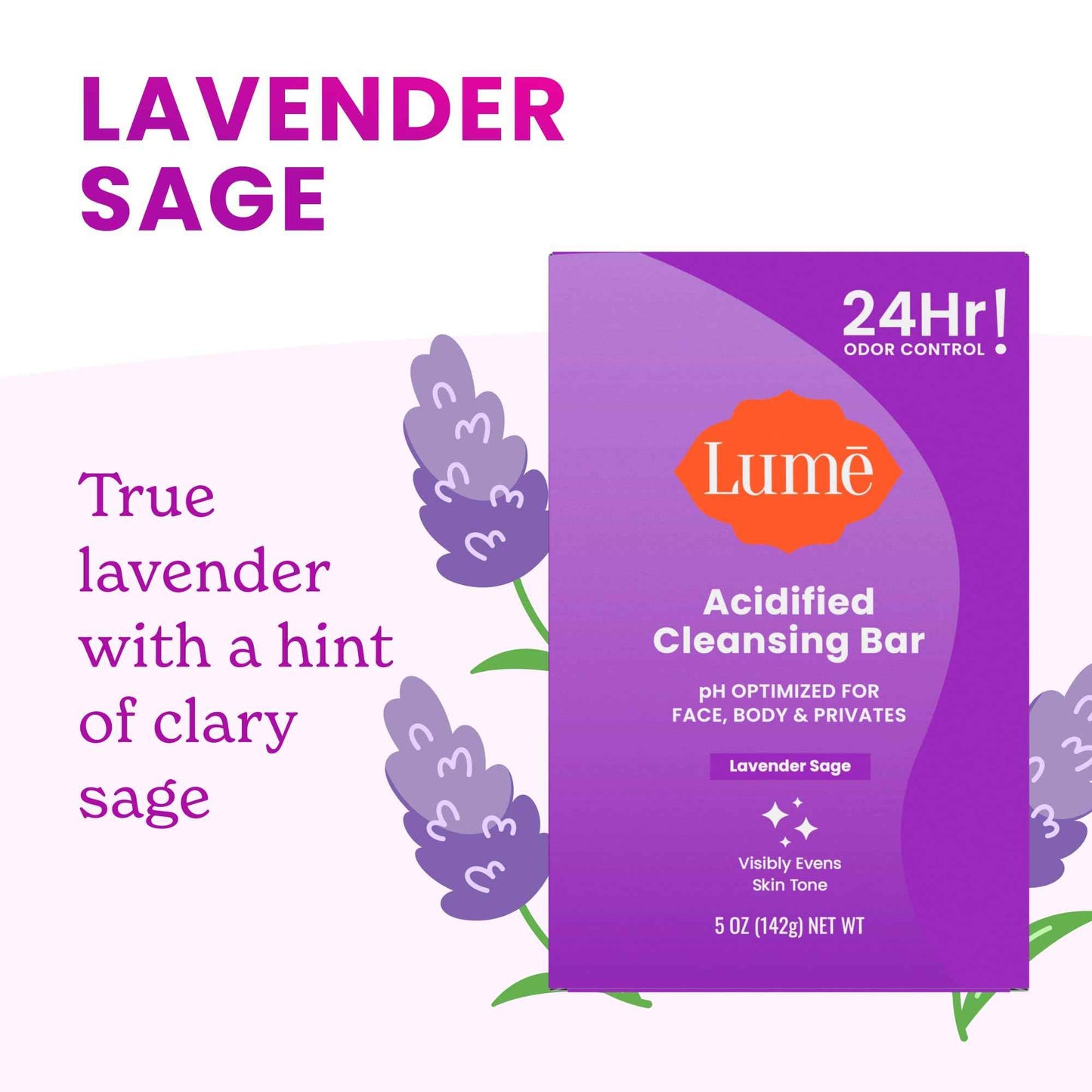 Lume Acidified Body Cleansing Bar - 24 Hour Odor Control - Removes Odor Better Than Soap - Moisturizing - No SLS or Parabens - OB/GYN Developed - 8.5 Ounce, 3 Pack (Tangerine, Lavender, & Unscented)