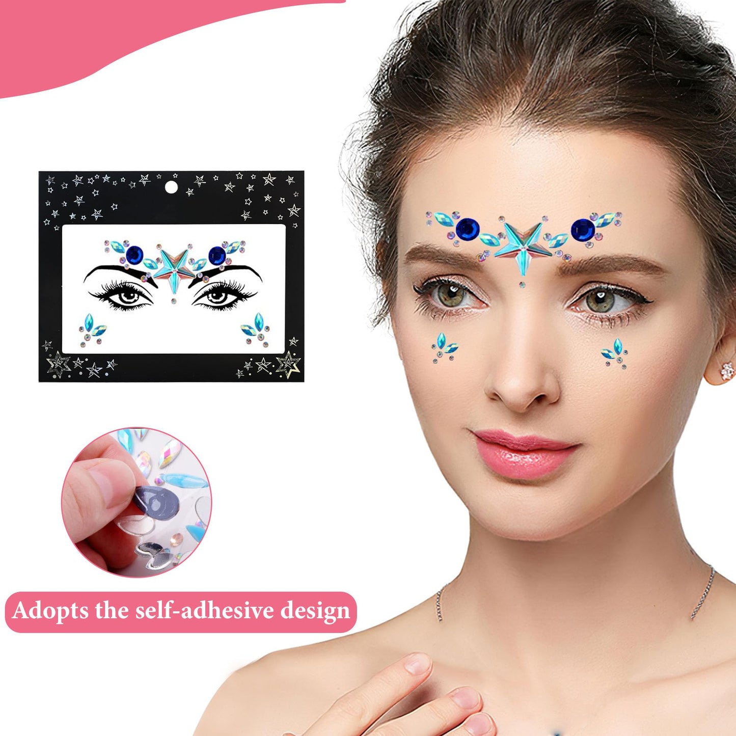 TGANNYOCR 12 Sets Face Jewels Mermaid Face Gems Stick on Rave Women Accessories Face Eye Jewel Stickers Rhinstone Face Crystal for Festival Rave Carnival Party