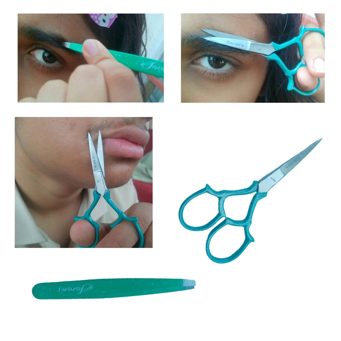 Professional 2 PCS Tweezers & Scissors set. German quality Stainless Steel ultra-precision. Tweezers with excellent tips remove hair easily, and Safety Scissors for facial hair and baby nails.